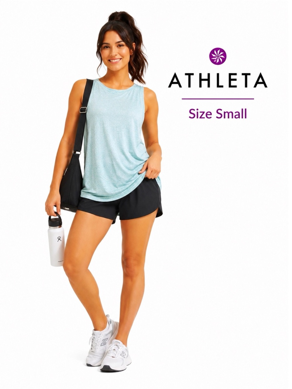 ATHLETA Light Blue Shimmer Tunic Tank Top Size Small
